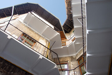 Backyard in an old tenement house located near the old town in Cracow, Poland