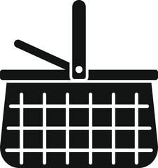 Bamboo basket icon simple vector. Picnic wicker. Empty design
