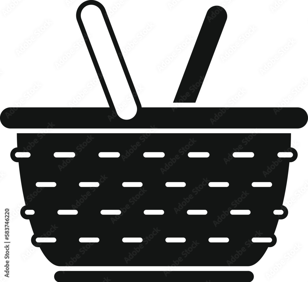 Poster white basket icon simple vector. wicker straw. handle design