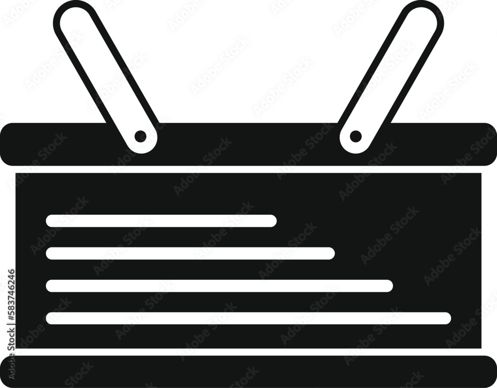 Poster long handle basket icon simple vector. picnic bag. empty design