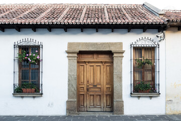 Architectural detail of Antigua Guatemala, a city in the central highlands of Guatemala (former capital of Guatemala) which has retained its colonial architectural features to this day