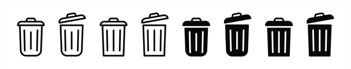 trash bin icon set. trash can open icon. bin icon sign symbol collections, vector illustration