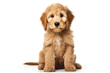 Cute Golden Doodle isolated on white