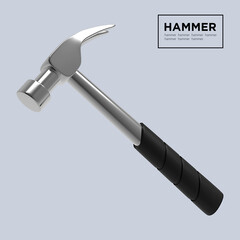 hammer, metal, 3d, render, black hammer, steel