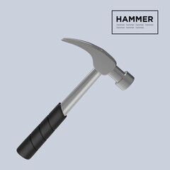 hammer, metal, 3d, render, black hammer, steel