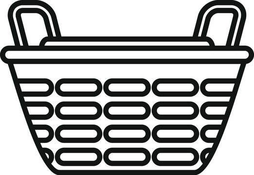 Small basket icon outline vector. Wicker hamper. Handle design