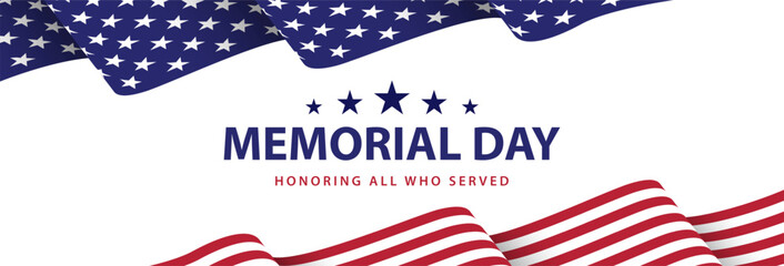 Fototapeta na wymiar Memorial day background. America national celebration banner design. Remember and honor poster with USA flag. Vector illustration