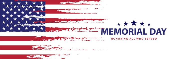Memorial day - remember and honor background. Memorial day celebration banner design with united states flag. Vector illustration
