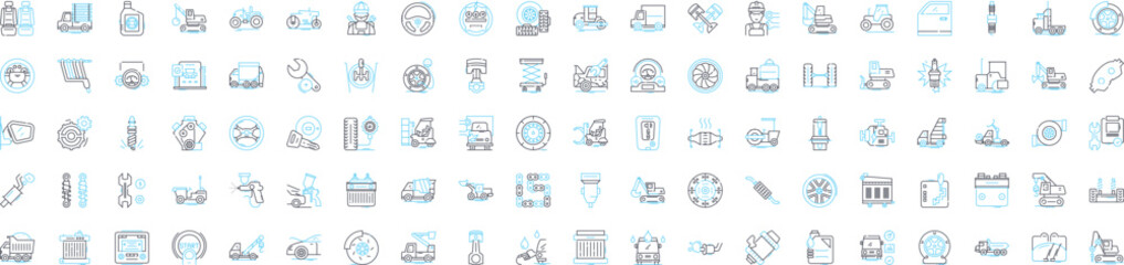 Auto services vector line icons set. Repair, Service, Tune-up, Parts, Diagnosis, Oil, Brakes illustration outline concept symbols and signs