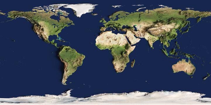 Fototapeta 3d illustration of a highly detailed world map. Elements of this image furnished by NASA.