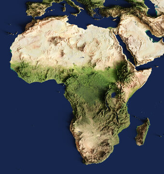 Fototapeta 3d illustration of a highly detailed map of Africa. Elements of this image furnished by NASA.