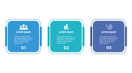 Infographic 3 steps square template business data info chart illustration