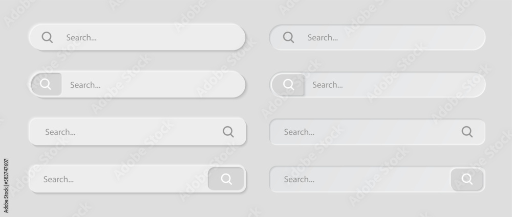 Poster search bar. search navigation icon in neumorphism style. search button ui design for website, interf