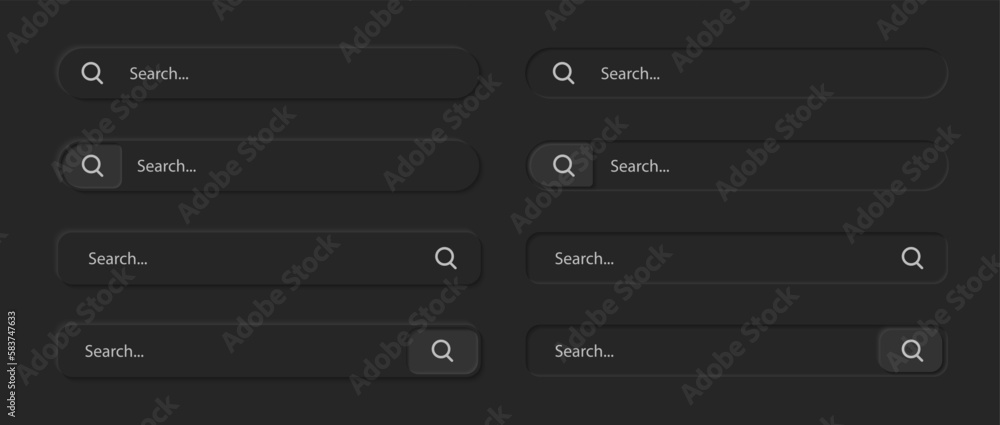 Poster search bar. search navigation icon in neumorphism style. search button ui design for website, interf