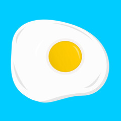 Sunny side up fried egg on blue background vector illustration