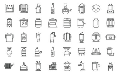 Brewery icons set outline vector. Beer alcohol. Bar can