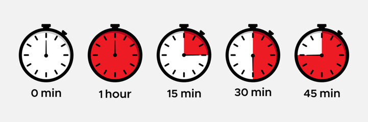  Timer vector icons set