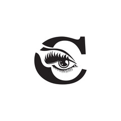 letter C logo template eye cosmetic design vector illustration