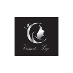 beauty logo template luxury illustration of woman face and leaf circle design