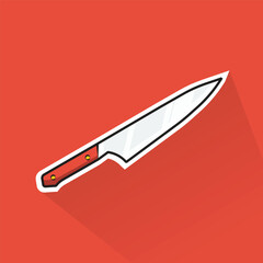 Illustration of Kitchen Knive in Flat Design