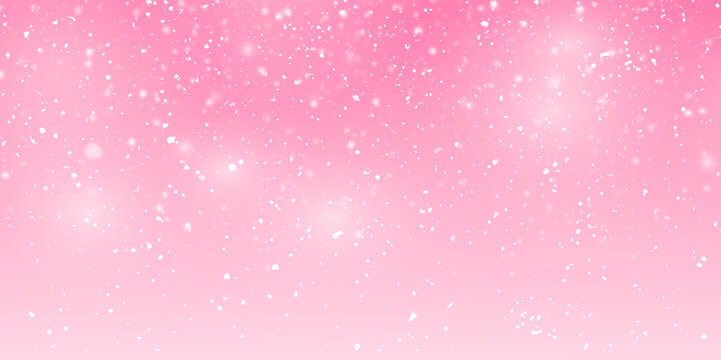 snow falling stock pink image