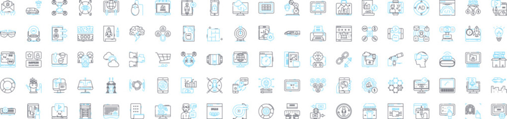 Web media vector line icons set. Web, Media, Streaming, Videos, News, Podcasts, Internet illustration outline concept symbols and signs