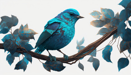 Blue bird on a branch, Generative Ai .Generative AI.