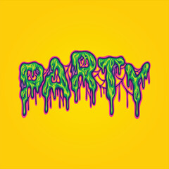 Scary party melted word lettering text illustrations vector for your work logo, merchandise t-shirt, stickers and label designs, poster, greeting cards advertising business company or brands