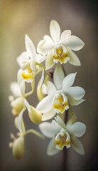 Beautiful white orchid flower with bokeh background.