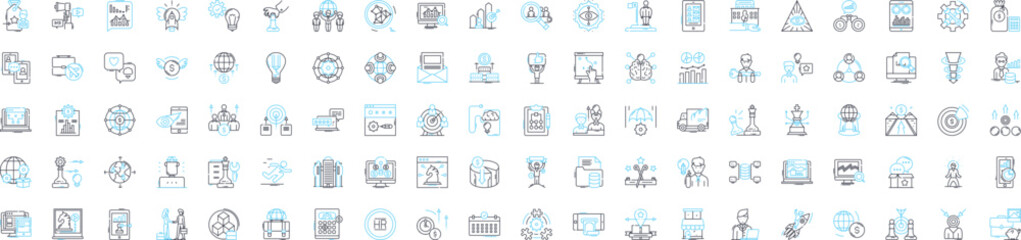 Business accounting vector line icons set. Accounting, Business, Finance, Bookkeeping, Taxation, Ledger, Profits illustration outline concept symbols and signs