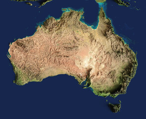 3d illustration of a highly detailed map of Australia. Elements of this image furnished by NASA.