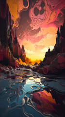 A Surreal Alien Melted Landscape of Fluid Abstracts