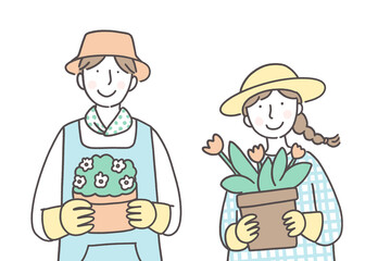 家庭菜園を楽しむ家族