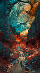 Fototapeta na wymiar A Surreal Alien Melted Landscape of Fluid Abstracts