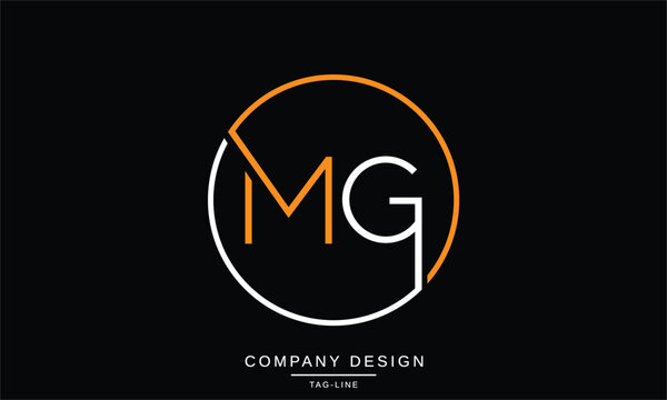 Mg logo monogram with piece circle ribbon style Vector Image