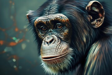 Close - up of Mixed - Breed monkey between Chimpanzee and Bonobo