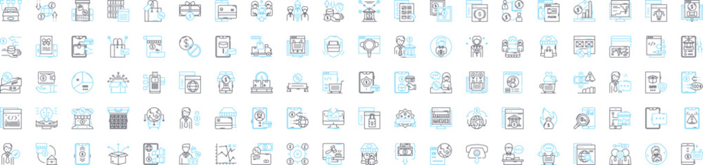 Business online vector line icons set. Online, Business, E-commerce, Entrepreneur, Digital, Sales, Networking illustration outline concept symbols and signs