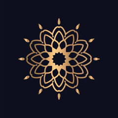 Golden mandala arabic islamic pattern vector