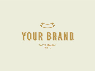Vintage hipster retro pasta logo vector template on beige background