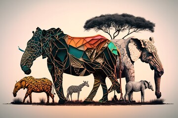 Safari Animals in Africa Composite