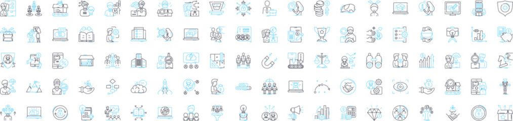 Obraz na płótnie Canvas startup launch vector line icons set. Launch, Startup, Entrepreneur, Business, Begin, Fund, Found illustration outline concept symbols and signs