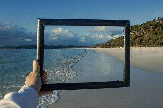 framed photo of the beach hyams beach nsw sydney