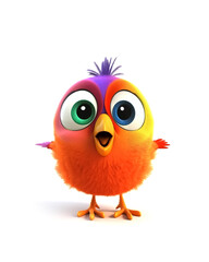 Illustration of cute little 3d cartoon bird , AI-generated image.
