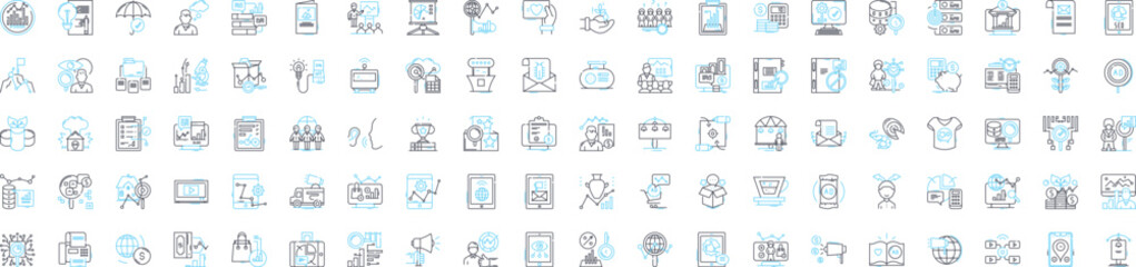 Financial analysis vector line icons set. Finance, Analysis, Financial, Accounting, Investing, Report, Budgeting illustration outline concept symbols and signs