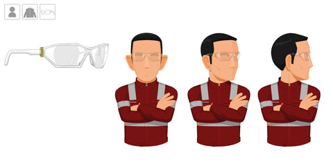 worker with glasses on white background