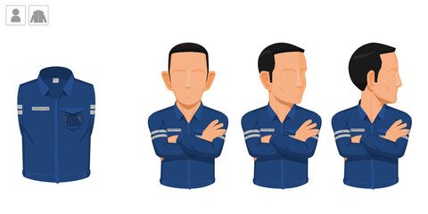 worker with uniform on white background