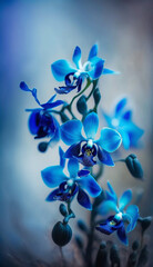 Closeup beautiful orchid flower with blue color, wallpaper background.