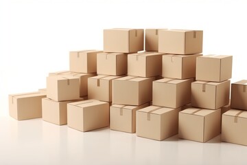 Fototapeta premium Cardboard boxes isolated on white background. Generative AI