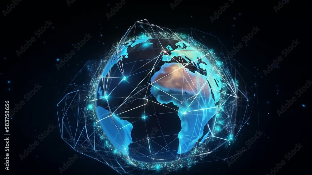 Poster global network connection concept. generative ai