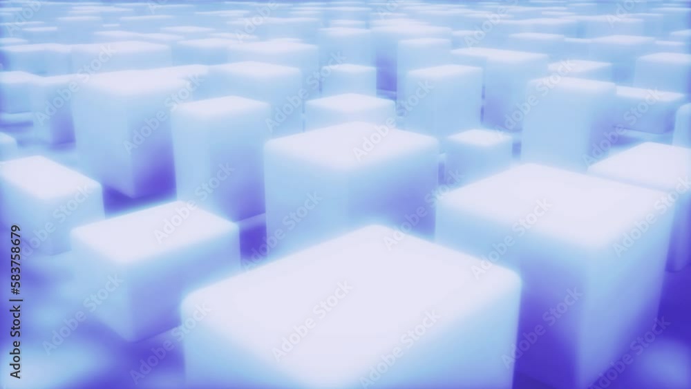 Aufkleber tender sky blue 3d boxes random - abstract geometrical backdrop - loop video